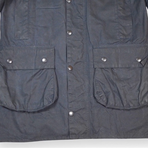 VTG Barbour Border Wax Jacket With Hood 1994 A205 Navy Blue Made In England C38 - Picture 6 of 16